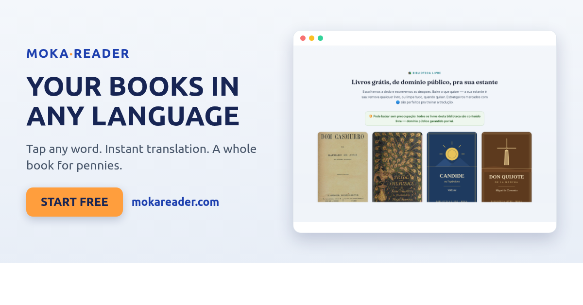 Moka Reader — read books in any language with your own AI key, for pennies